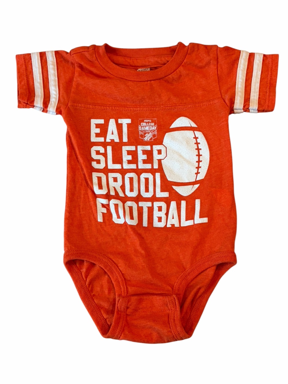 Rabbit Skins Orange 'Eat Sleep Drool Football' Baby Bodysuit